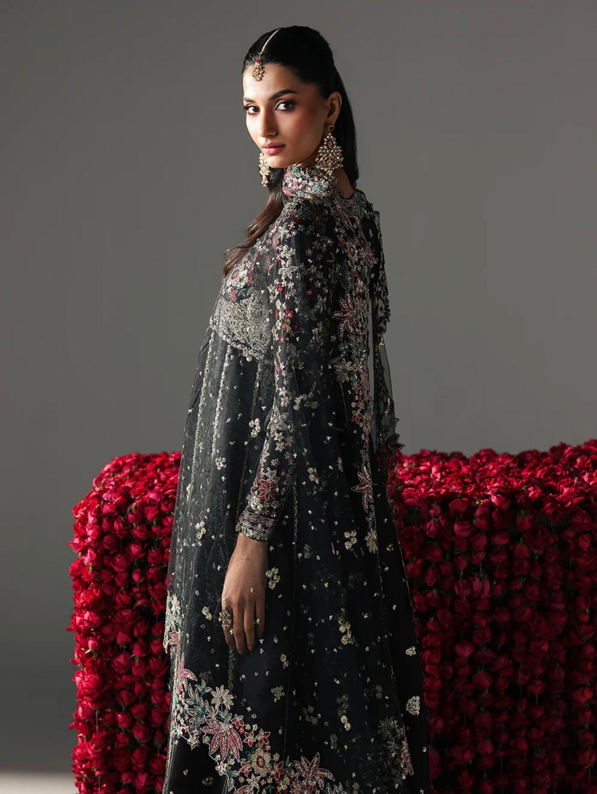 FIZZA-3 pieces Luxury Embroidered Silk maxi dress