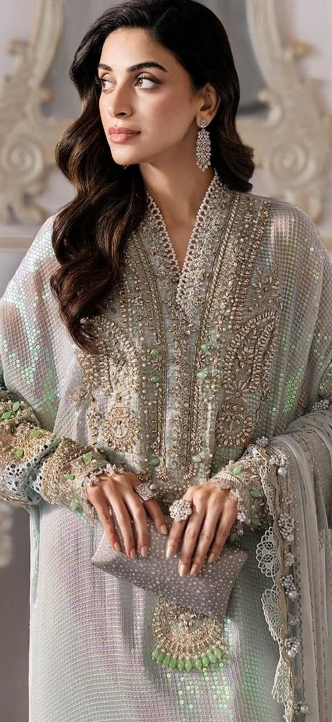 3 pieces Luxury embroidered chiffon kaftaan dress