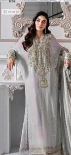 3 pieces Luxury embroidered chiffon kaftaan dress