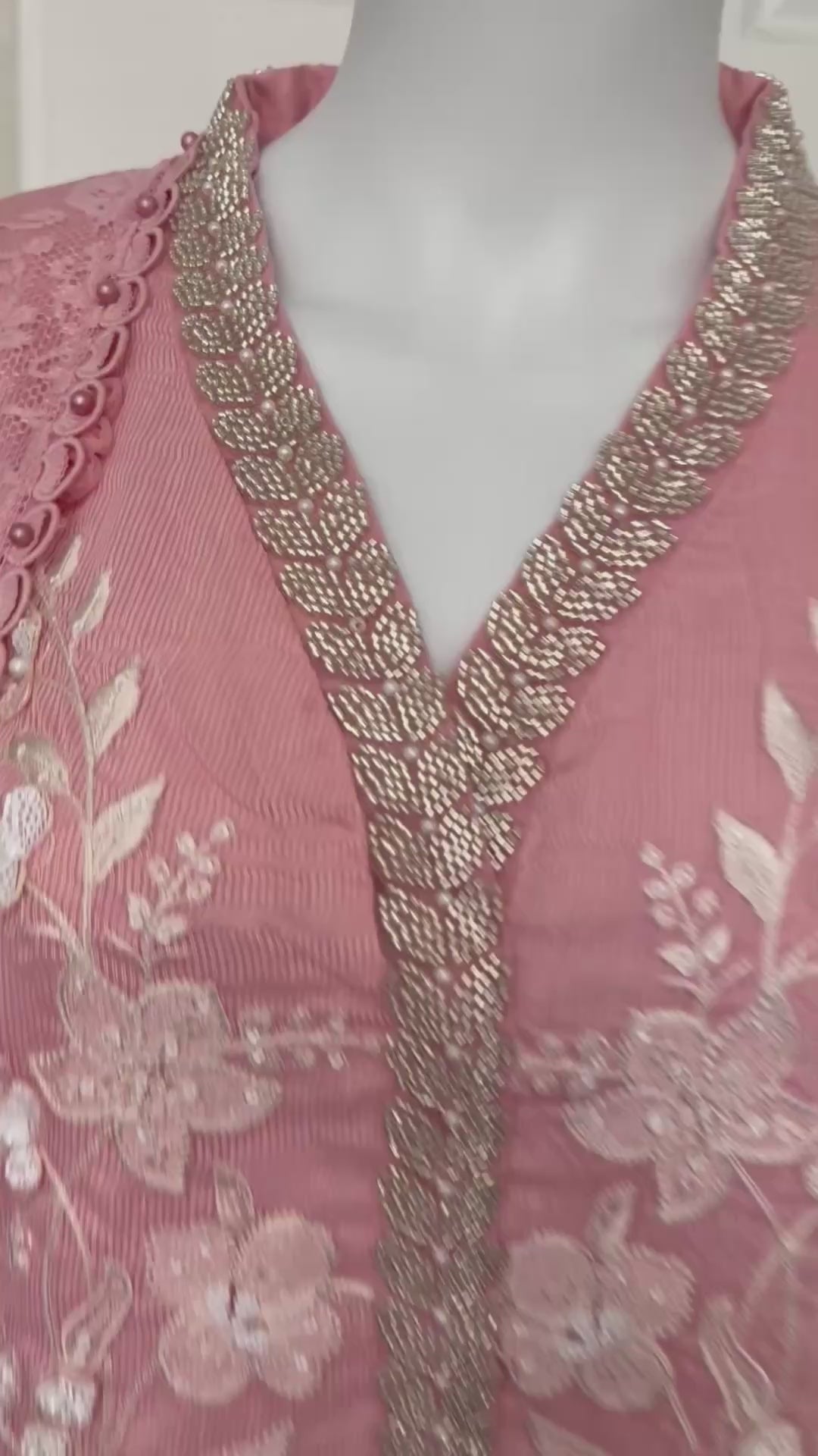 Rose Quartz-3 piece Luxury Embroidered khaadi Net Suit