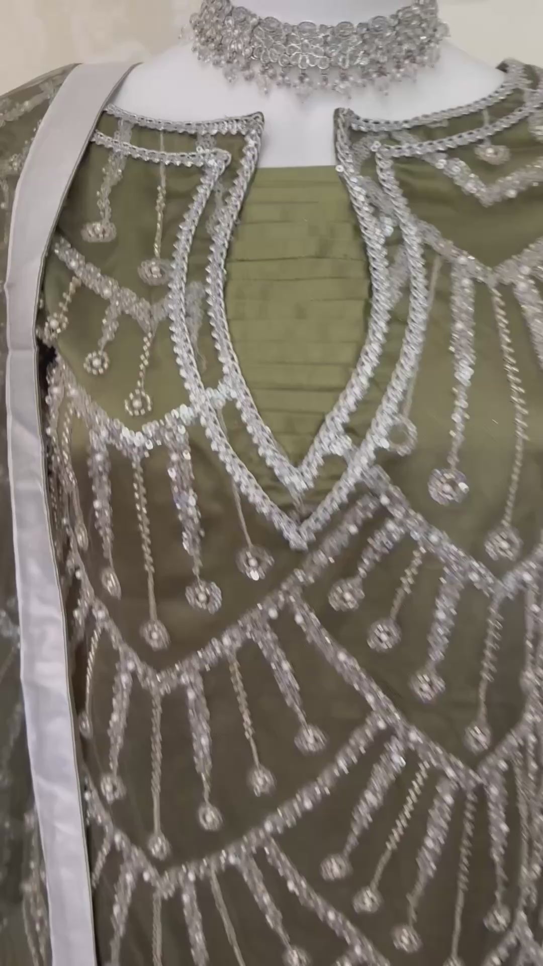 CUT DANA- 3 piece Silver Embellished Net Suit