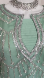 CUT DANA- 3 piece Silver Embellished Net Suit