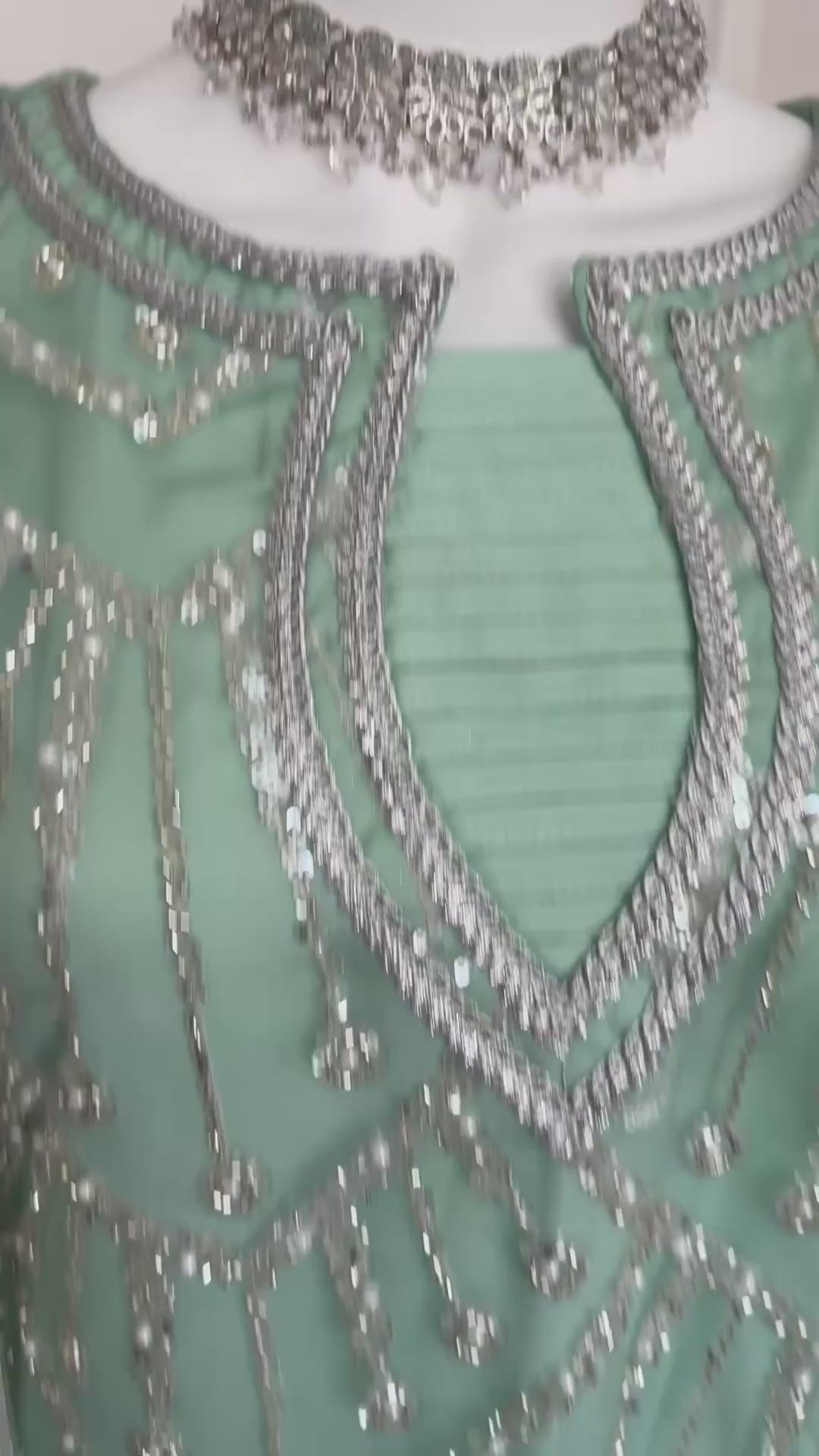 CUT DANA- 3 piece Silver Embellished Net Suit