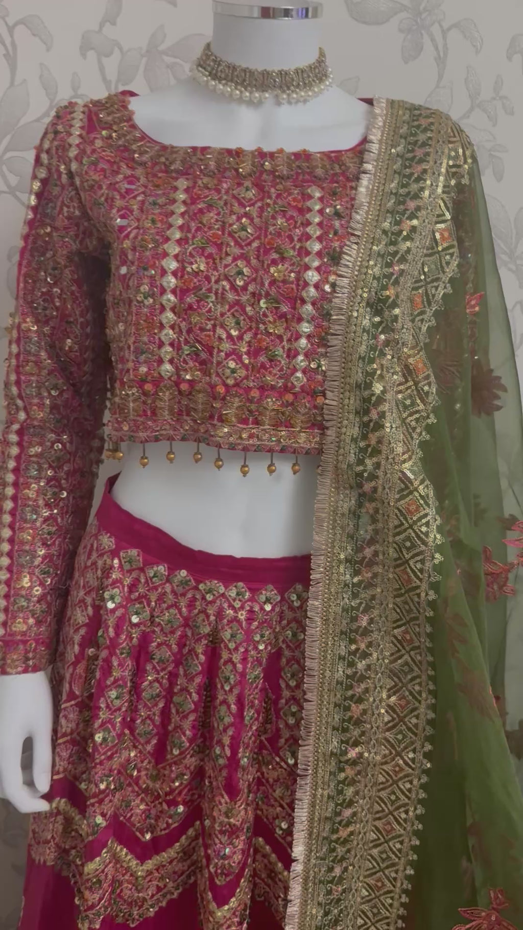 GUL BADAN-3 piece Embroidered Pakistani bridal Lehenga choli