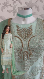 ALANI Mint Green- 3 pieces Embroidered chiffon Suit