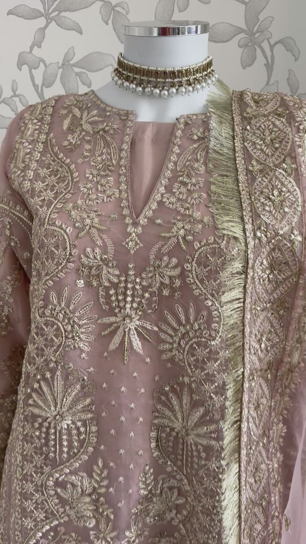 AFROZ Blush Pink- 3 piece Embroidered soft Organza suit