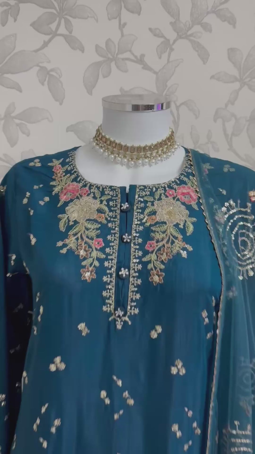ETHNIC LUX- 3 Piece  embroidered viscose Suit
