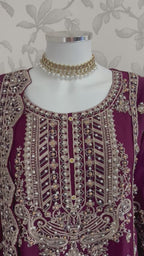 SAFFA- 3 piece Embroidered Chiffon Gharara Suit