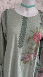 M Prints inspired Embroidered 3-Piece Suit | Pakistani Designer Dress