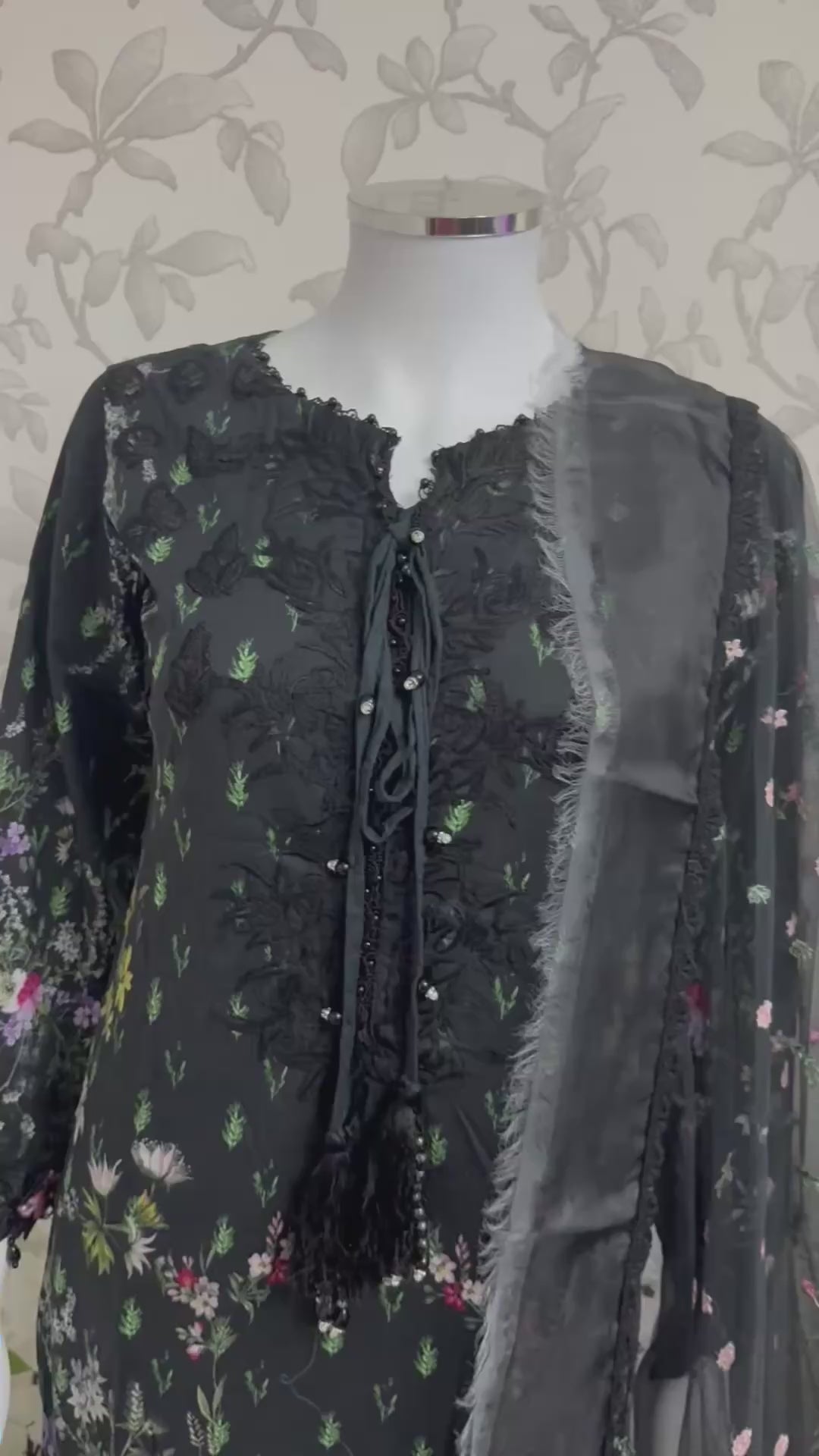Black Floral-3 piece Embroidered Lawn Suit