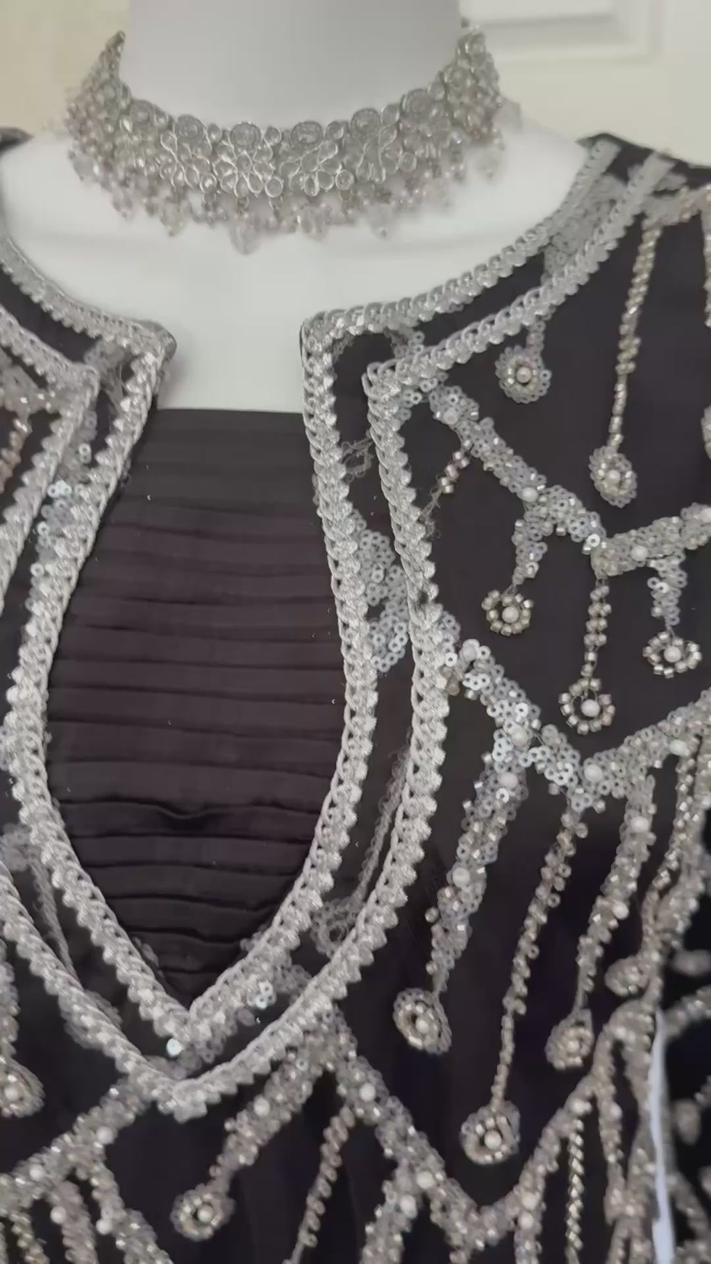 CUT DANA- 3 piece Silver Embellished Net Suit