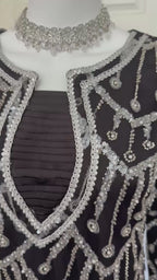 CUT DANA- 3 piece Silver Embellished Net Suit