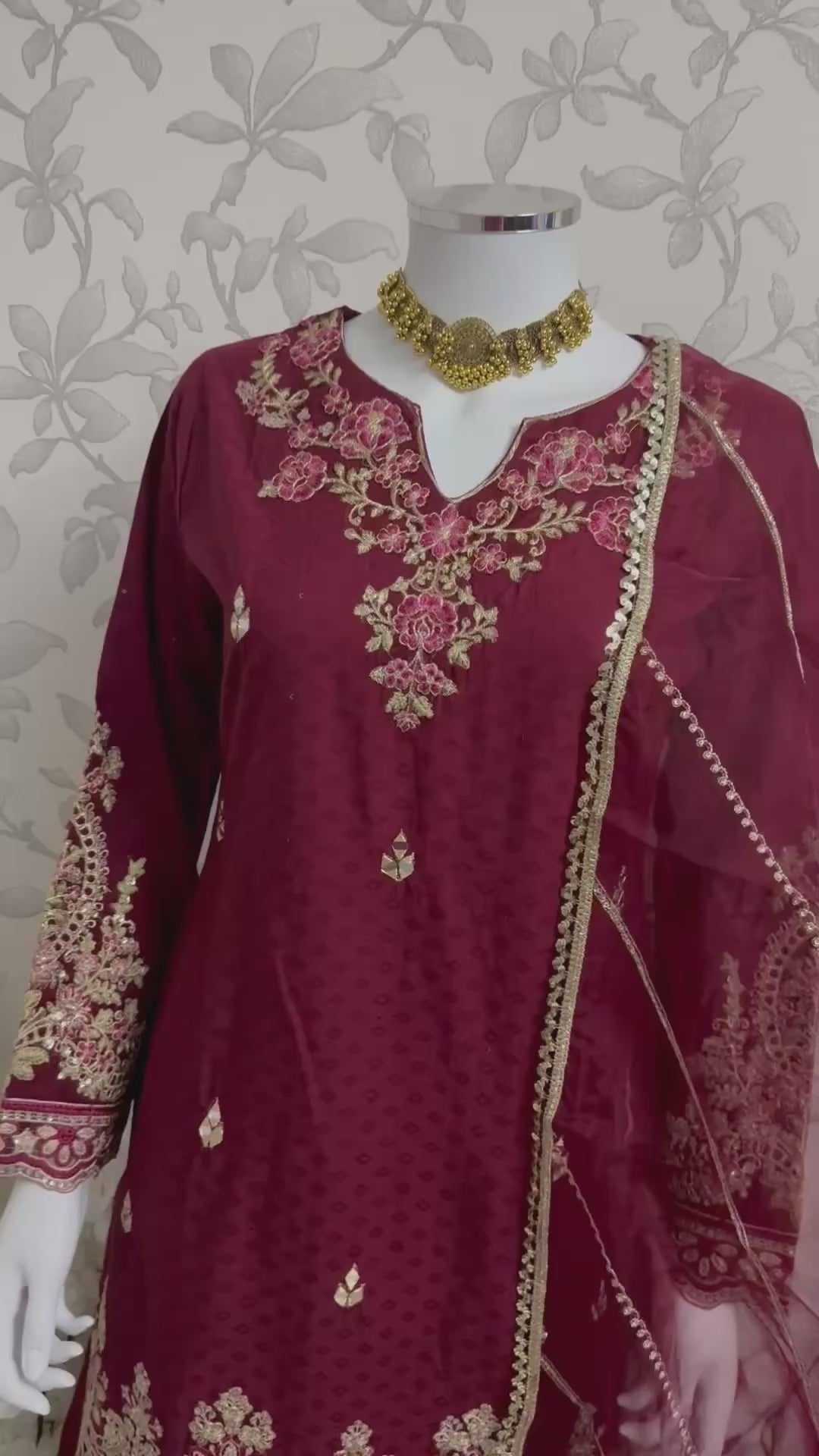 HIRA- 3 pieces Embroidered Gharara Suit
