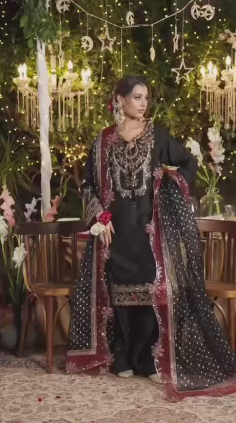 CHAAND RAAT- 3 piece Embroidered Raw Silk Suit