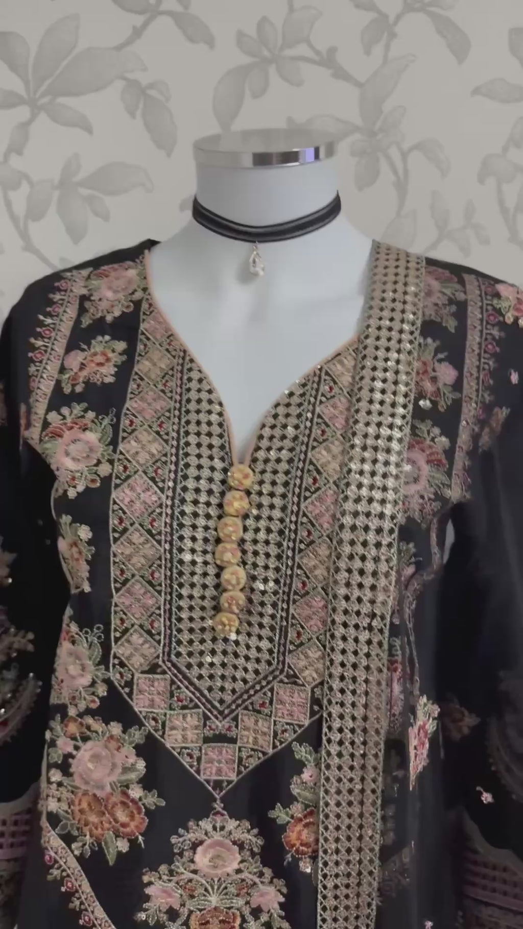 ETHNIC LUX- 3 piece Embroidered viscose Suit