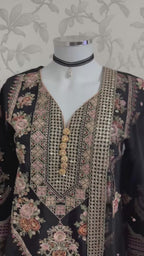 ETHNIC LUX- 3 piece Embroidered viscose Suit
