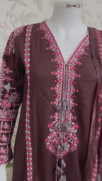 HUSN-E-EID 3 piece heavy Embroidered viscose Suit