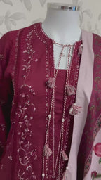 HUSN-E-EID  3 pieces Embroidered viscose suit
