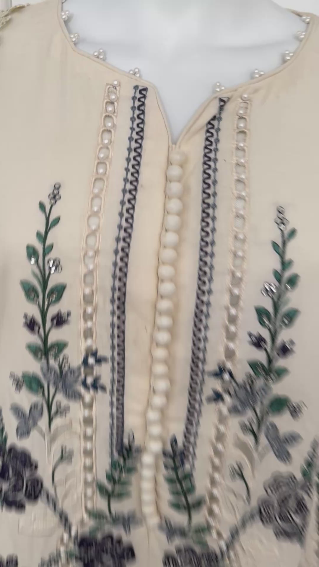 Azure Bloom- 3 piece Luxury Embroidered Suit